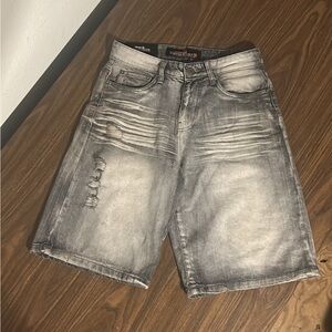 Distressed Gray Jean Shorts for Men